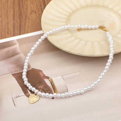 Pearls Heart Charm Necklace for Women | Fashion Jewelry