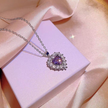 Purple Heart Diamond Jewelry Set for Women –  (3-Piece Set)