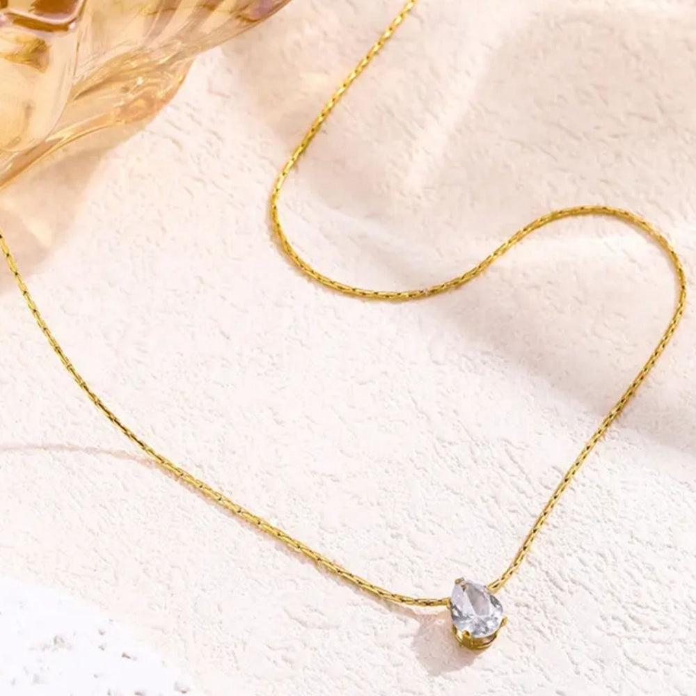 Raindroplet Solitaire Gold-Plated Necklace