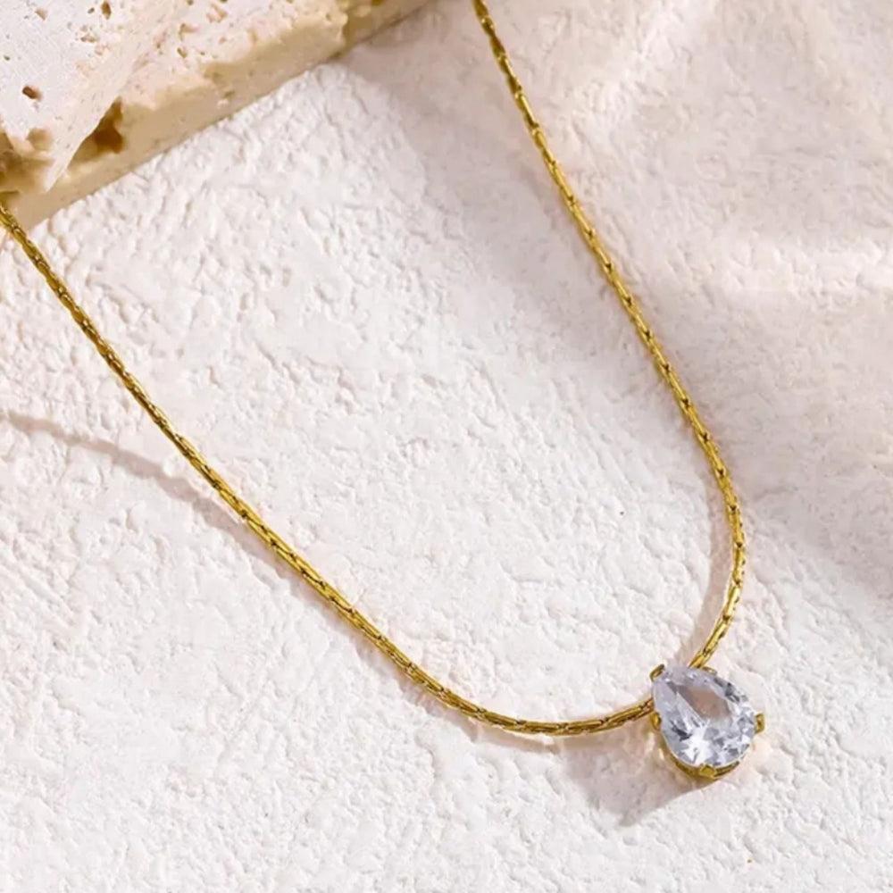 Raindroplet Solitaire Gold-Plated Necklace