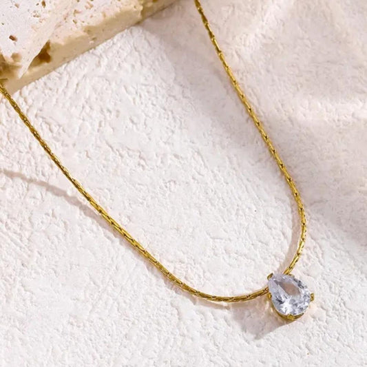 Raindroplet Solitaire Gold-Plated Necklace