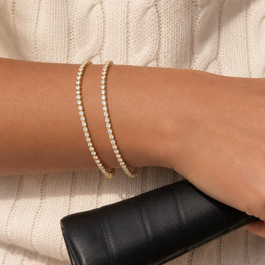 Classic Tennis Bracelet - Gold Plated Stainless Steel Cubic Zircon Bracelet
