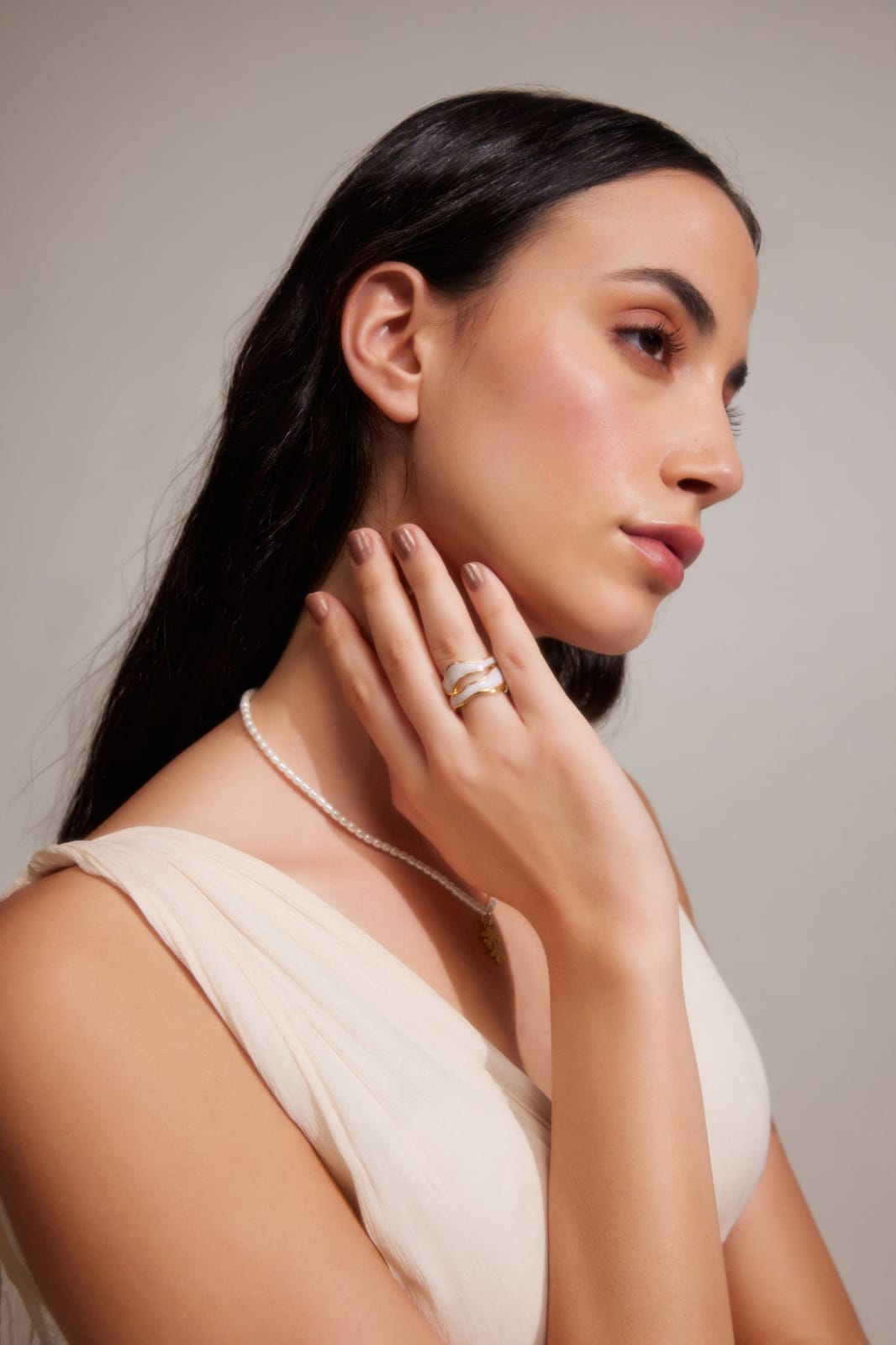 Stainless Steel White Enamel Ring