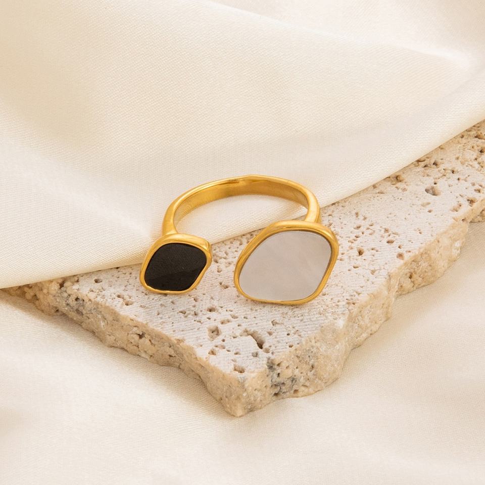 Stainless Steel Acrylic Shell Adjustable Ring for Women