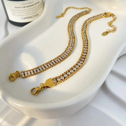 Zircon Studded Chain Bracelet for Women | Stainless Steel