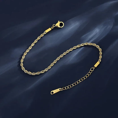 Rope Style Braided Gold Bracelet for Women – 18K PVD, Tarnish-Free Stainless Steel