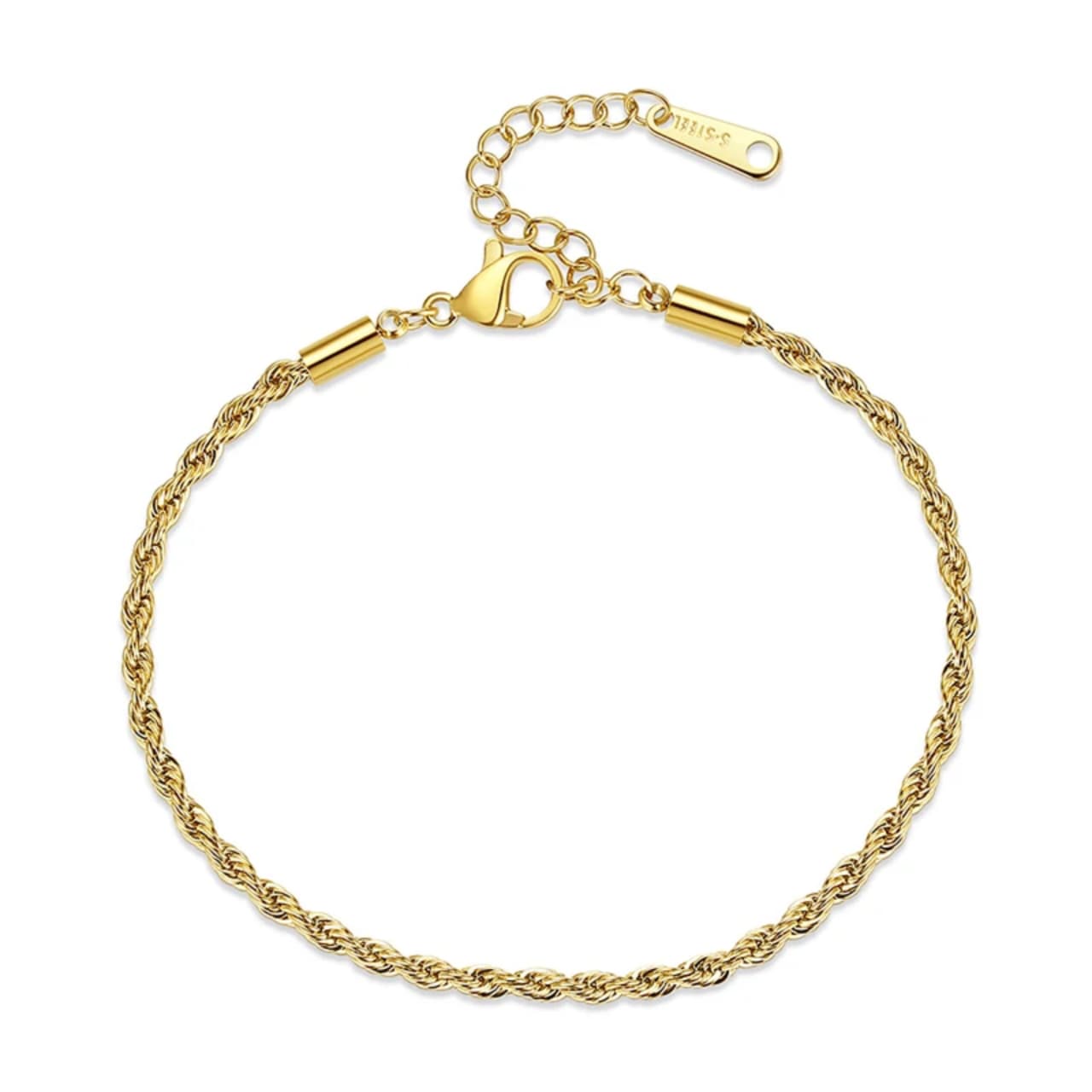 Rope Style Braided Gold Bracelet for Women – 18K PVD, Tarnish-Free Stainless Steel