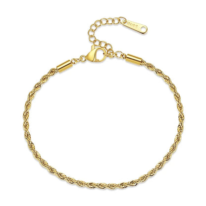 Rope Style Braided Gold Bracelet for Women – 18K PVD, Tarnish-Free Stainless Steel