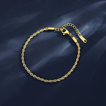 Rope Style Braided Gold Bracelet for Women – 18K PVD, Tarnish-Free Stainless Steel