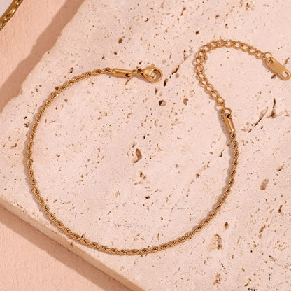 Rope Style Braided Gold Bracelet for Women – 18K PVD, Tarnish-Free Stainless Steel