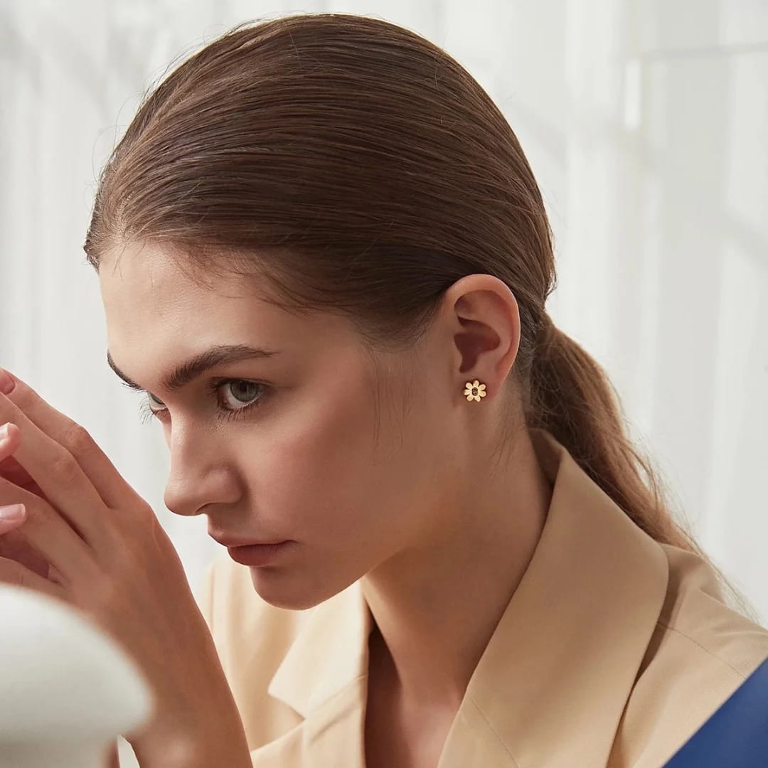 Flower Stud Earrings for Women | Stainless Steel Waterproof Jewelry