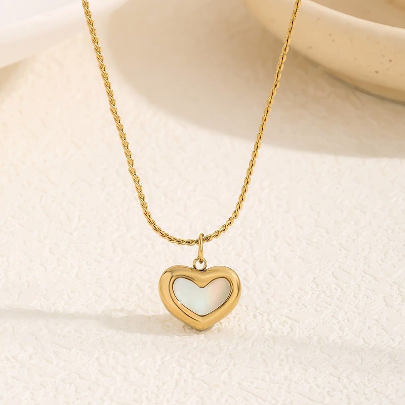 Stainless Steel Gold Plated Luxe Aura Heart Pendant Necklace for Women – Adjustable Chain, Casual & Party Jewelry