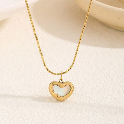 Stainless Steel Gold Plated Luxe Aura Heart Pendant Necklace for Women – Adjustable Chain, Casual & Party Jewelry