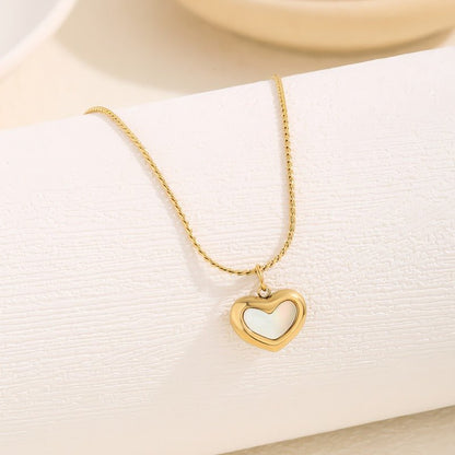 Stainless Steel Gold Plated Luxe Aura Heart Pendant Necklace for Women – Adjustable Chain, Casual & Party Jewelry