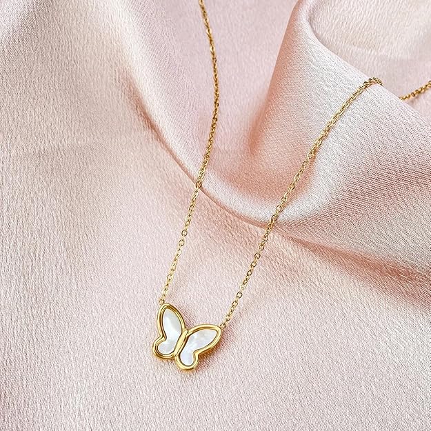 Butterfly Shell Necklace for Women – Waterproof, Hypoallergenic & Minimal