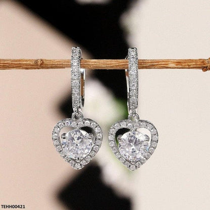 Heart Drop Silver Hoop Earrings for Women – Casual & Party Wear Round Hoops