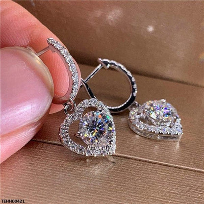 Heart Drop Silver Hoop Earrings for Women – Casual & Party Wear Round Hoops