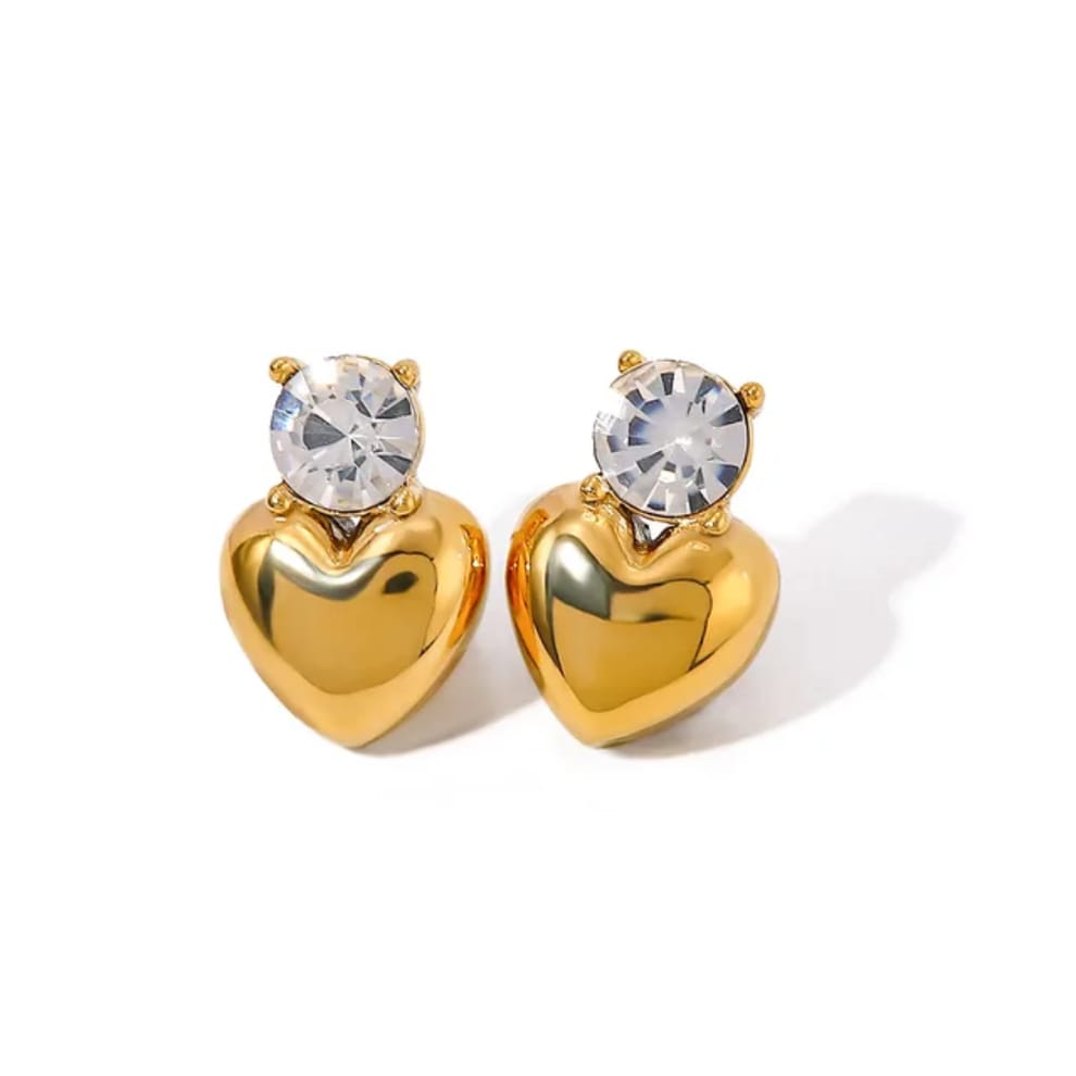Zircon Heart Stud Earrings for Women – Sparkling Crystal, Elegant Everyday Jewelry