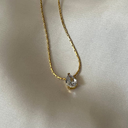 Raindroplet Solitaire Gold-Plated Necklace