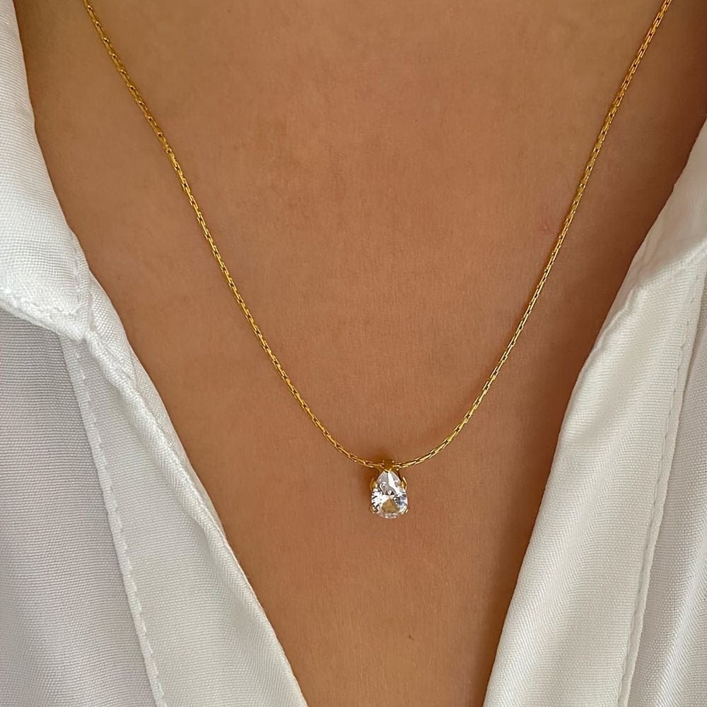 Raindroplet Solitaire Gold-Plated Necklace