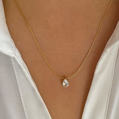 Raindroplet Solitaire Gold-Plated Necklace