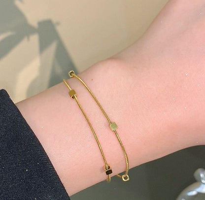 Stainless Steel Cube Charm Bracelet