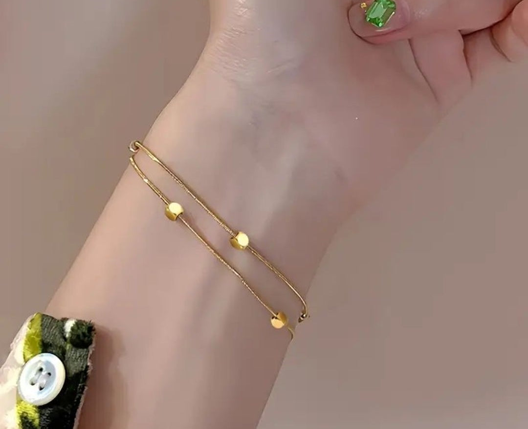 Stainless Steel Cube Charm Bracelet