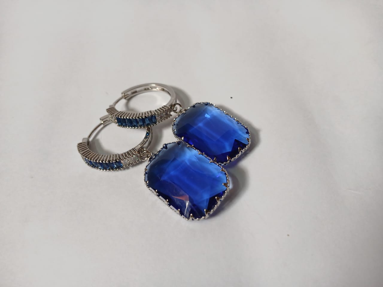 Zircon Blue Stone Drop Earrings