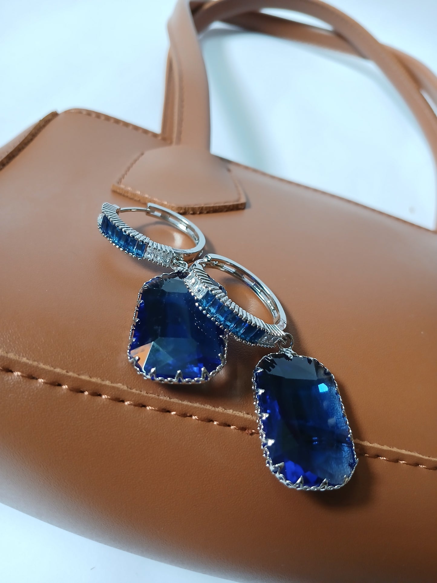 Zircon Blue Stone Drop Earrings