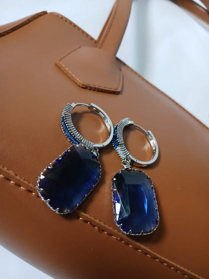 Zircon Blue Stone Drop Earrings